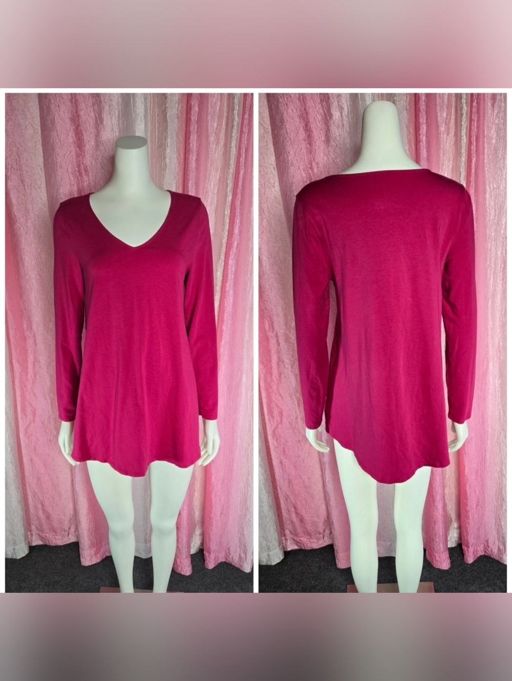 Soft Surroundings Fuschia Pink Cotton Maddalena Tunic Top Size Medium
